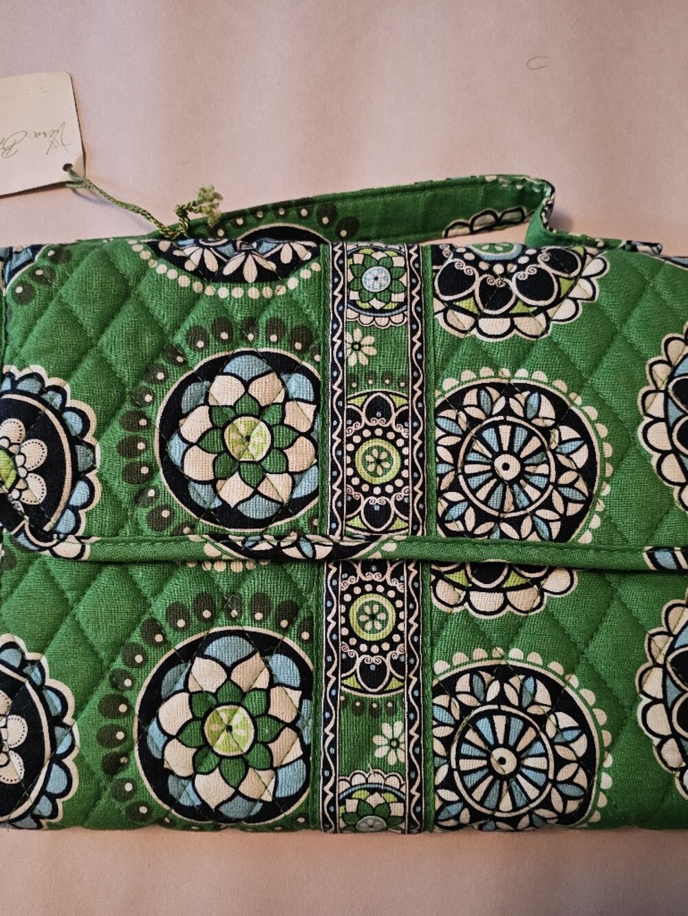 Vera Bradley Jewelry Book Travel Storage Bag Green Cupcake Print